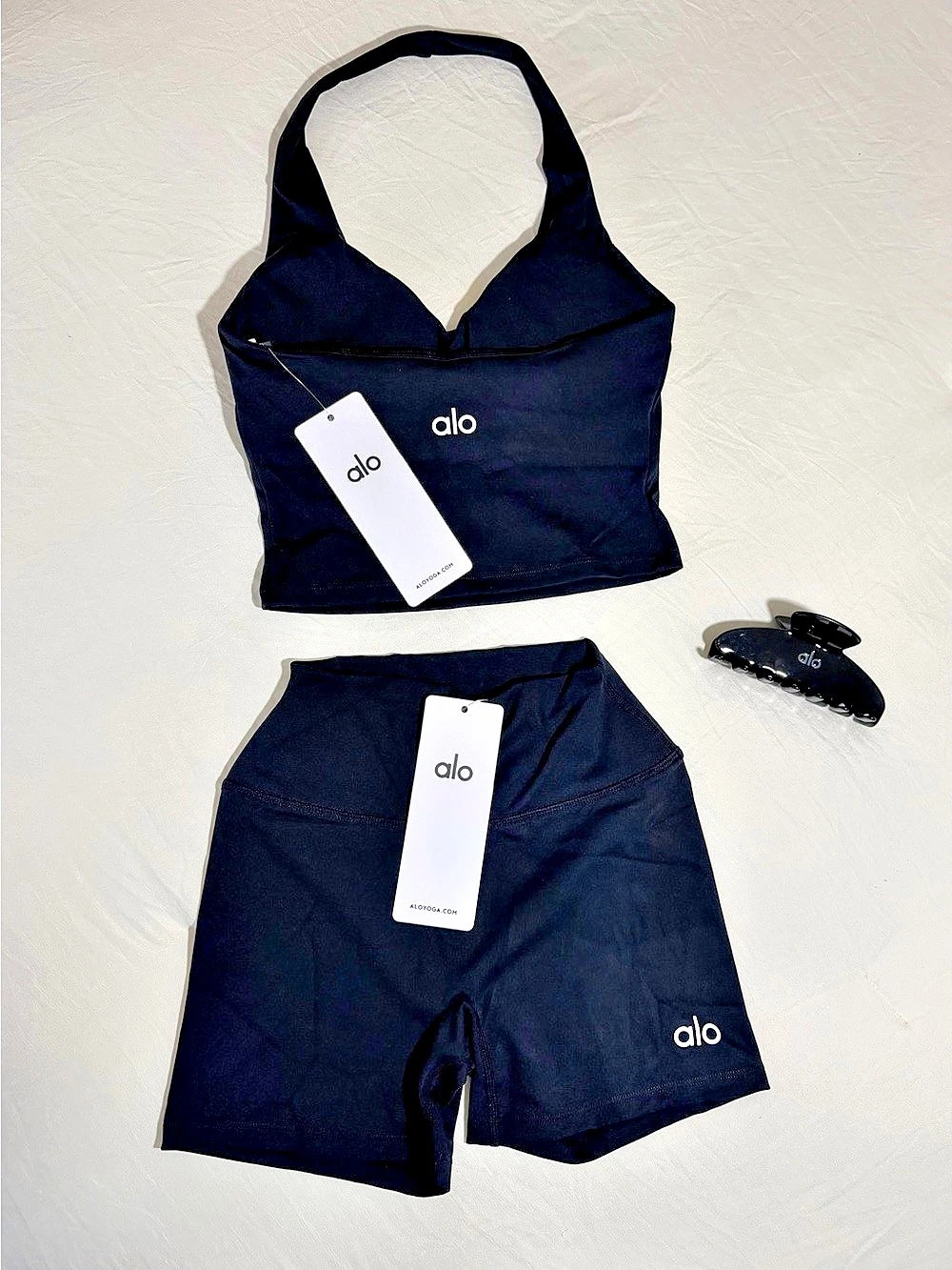 Alo Black Athletic Top & Shorts Set NWT